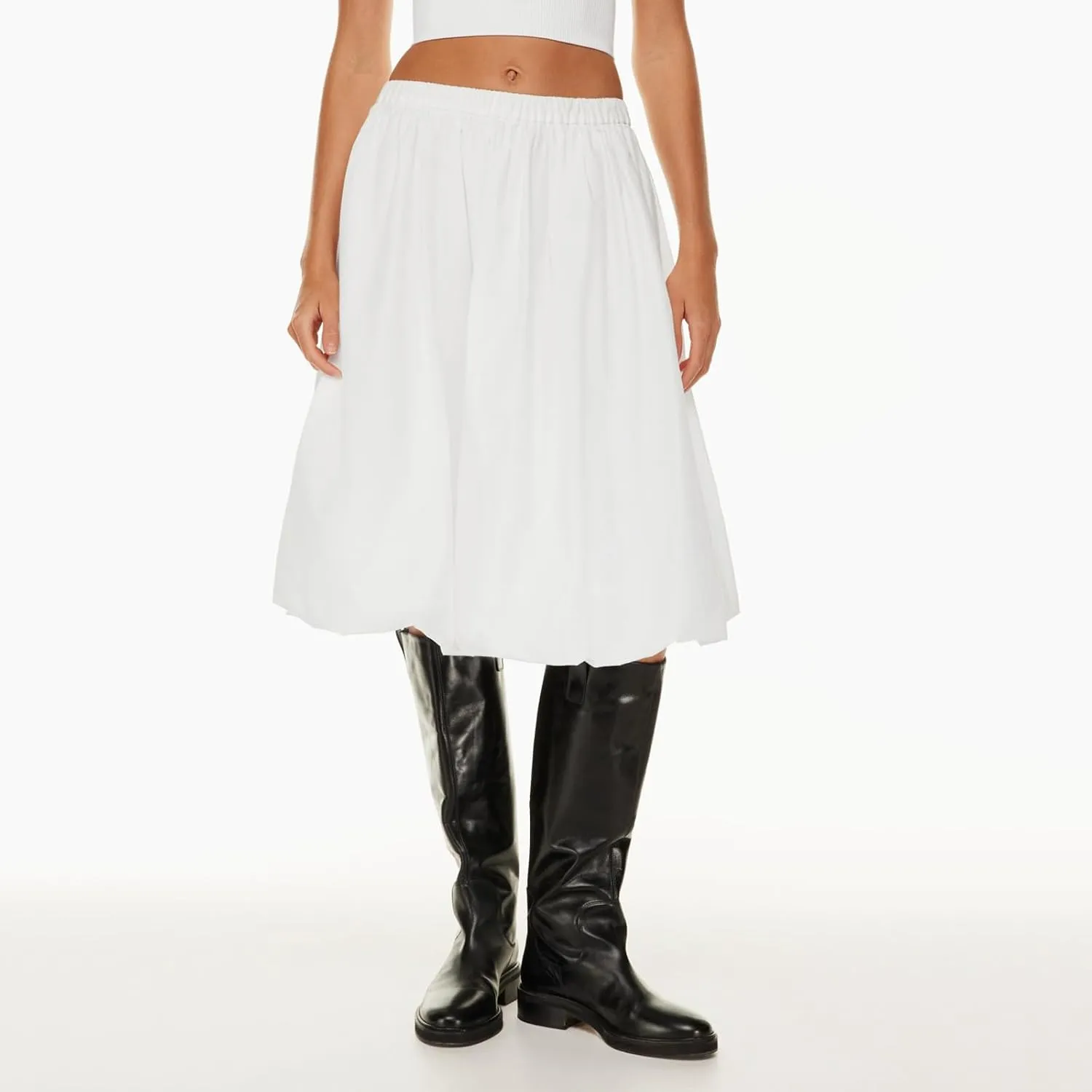 DSORVICD Women Y2k Bubble Skirt Cute Elastic High Waist A-line Maxi Skirt Retro Pleated Ruffle Midi Skirt Summer Streetwear