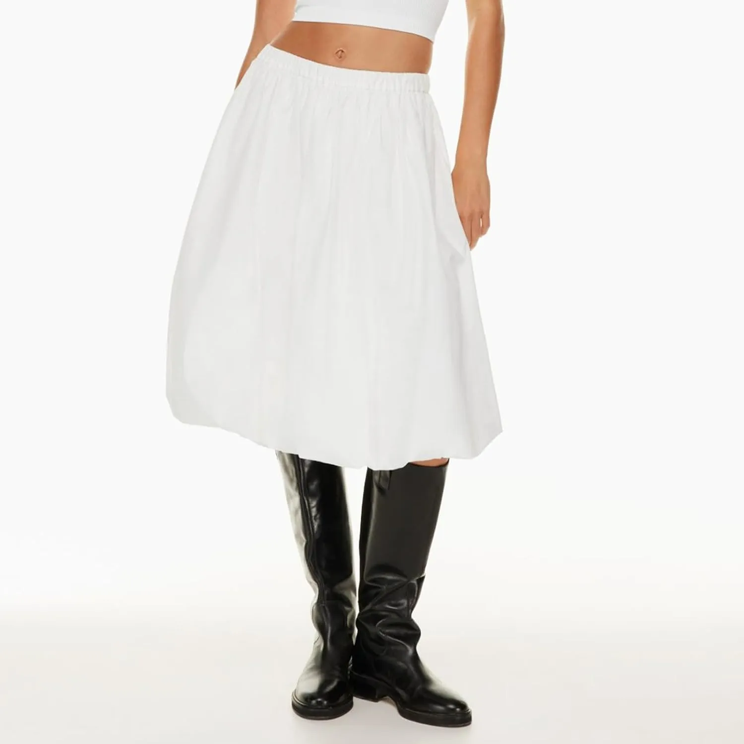 DSORVICD Women Y2k Bubble Skirt Cute Elastic High Waist A-line Maxi Skirt Retro Pleated Ruffle Midi Skirt Summer Streetwear