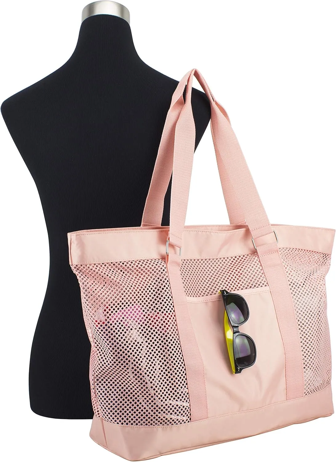 Eastsport Mesh Tote Waterproof Beach Bag for Shopping Vacation Swimming Family Travel Essentials