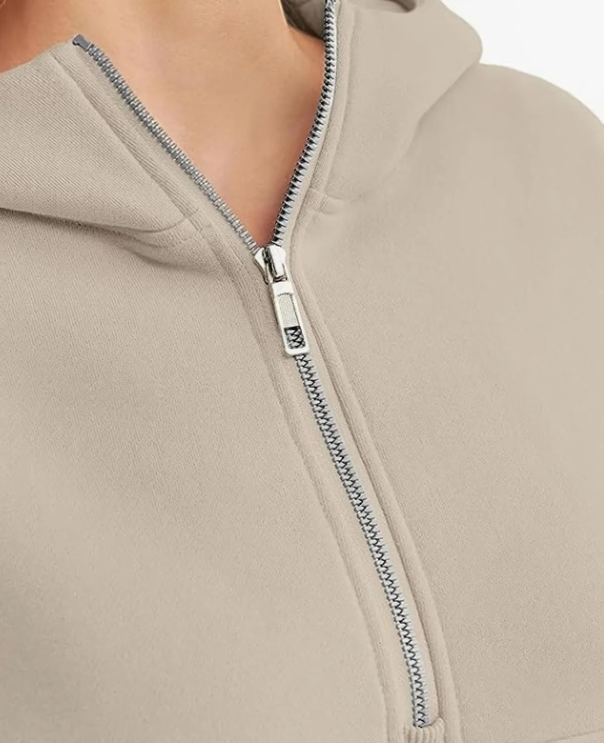 ebossy Womens Half Zip Sweatshirt Cropped Fleece Hoodies Long Sleeve Thumb Hole Oversized Pullovers with Pockets