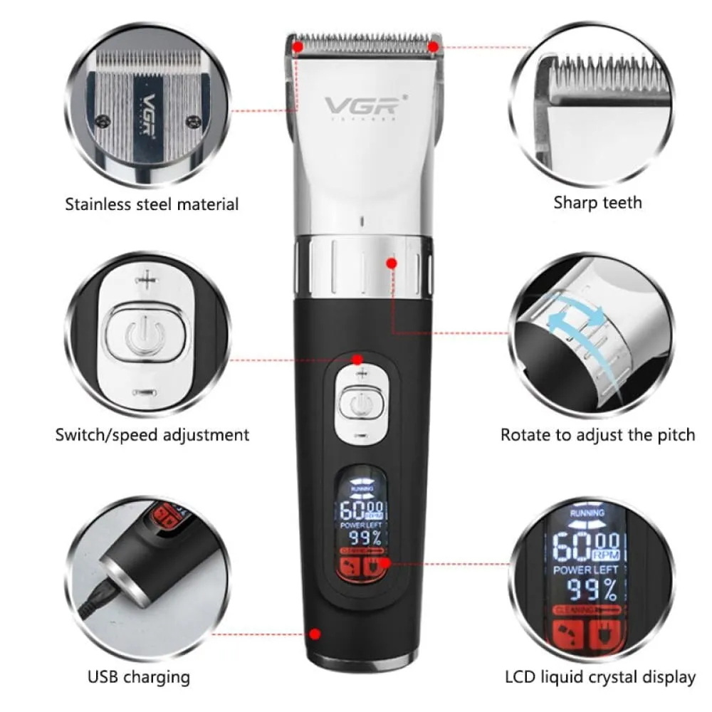 Electric Rechargeable Cordless 5-speed Beard Hair Trimmer for Men