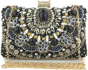 Elegant accessories Shoulder Bag for Women Evening Handbag Women Clutch Purses with Pearl Diamonds for Wedding Prom, Black