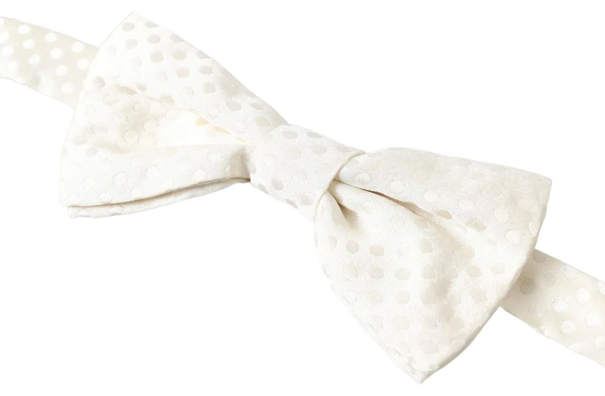 Elegant Ivory Fantasy Pattern Silk Bow Tie