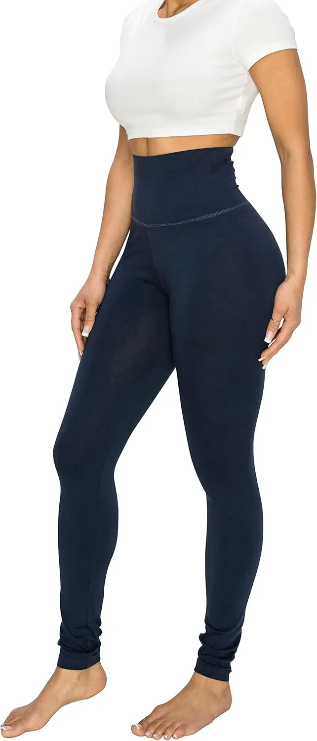 EttelLut - Women's Cotton and Spandex Leggings Pants with Full Length - Great for Yoga, Workout, Exercise, Gym and Running
