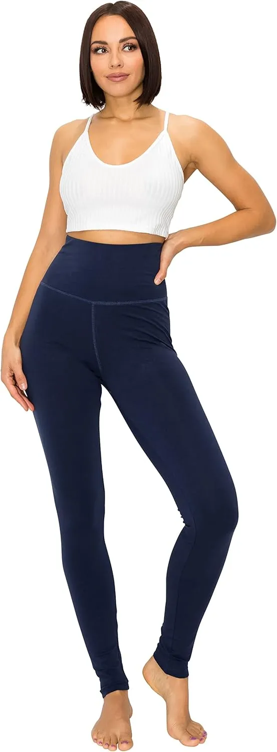 EttelLut - Women's Cotton and Spandex Leggings Pants with Full Length - Great for Yoga, Workout, Exercise, Gym and Running