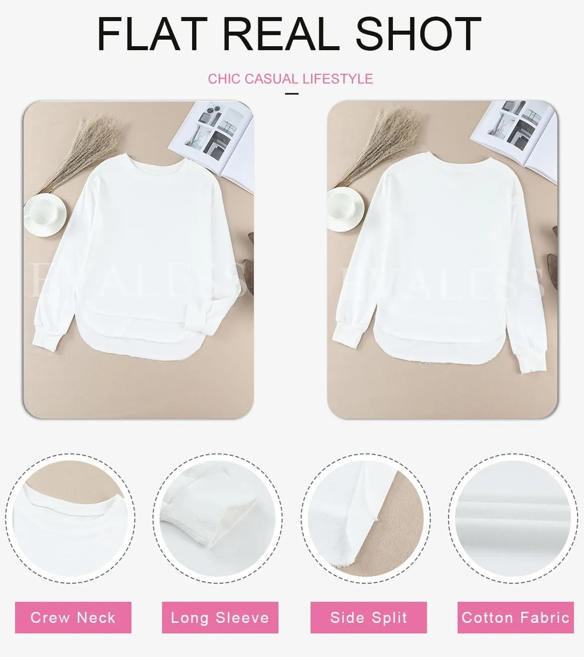 EVALESS Sweatshirt for Women Crewneck Long Sleeve Side Split Tops Casual Solid Color Loose Pullover Shirts 2025 Clothes
