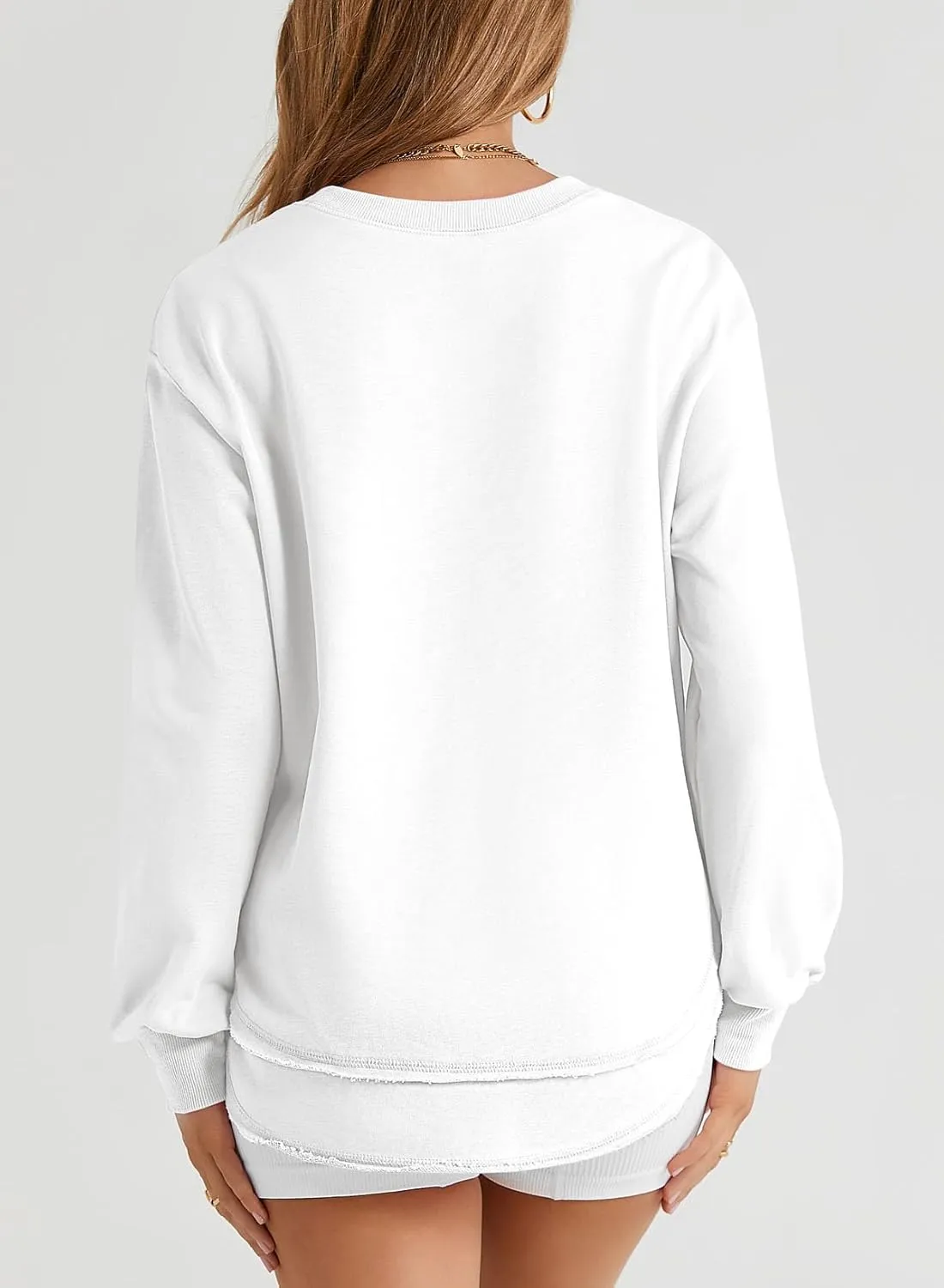 EVALESS Sweatshirt for Women Crewneck Long Sleeve Side Split Tops Casual Solid Color Loose Pullover Shirts 2025 Clothes
