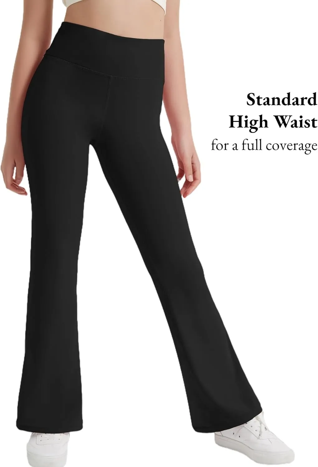 EXARUS 4 Pack Girls Leggings Kids Yoga Pants Crossover V Waist Ankle/Full Length High Waisted for School Casual Dance