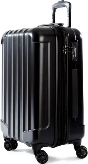 Expandable Hardside Carry On Luggage 22x14x9 Airline Approved Rolling Suitcase with Double Spinner Wheels, Ultra Light 21-Inch (Jet Black)