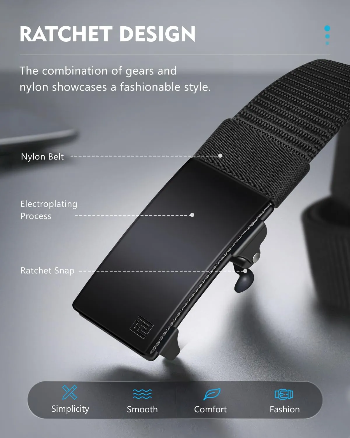 FAIRWIN Men's Ratchet Web Belt,1.25 inch Nylon Automatic Buckle,No Holes Invisible Belts for Men Jeans Pants