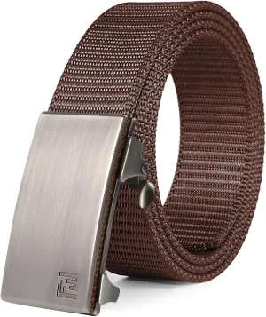 FAIRWIN Men's Ratchet Web Belt,1.25 inch Nylon Automatic Buckle,No Holes Invisible Belts for Men Jeans Pants