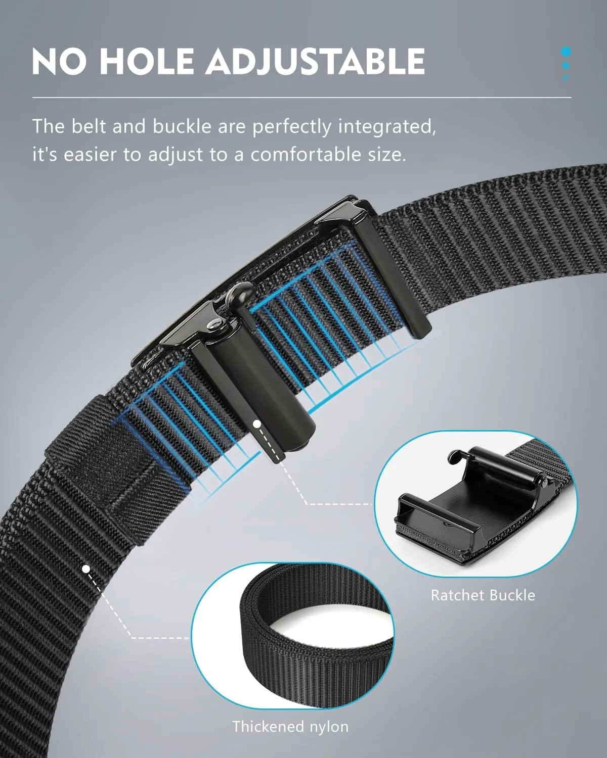 FAIRWIN Men's Ratchet Web Belt,1.25 inch Nylon Automatic Buckle,No Holes Invisible Belts for Men Jeans Pants