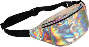 Fashion Holographic Pu Leather Fanny Pack Large Capacity Waist Pouch Unisex Belt Bag Crossbody Bag for Festival Accessories