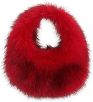 Faux Fur Hobo Shoulder Bag for Women - Large Cute Fluffy Tote Plush Handbag Y2K Furry Purse