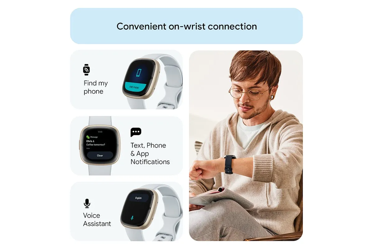 Fitbit Sense 2 Smartwatch | Blue Mist & Soft Gold