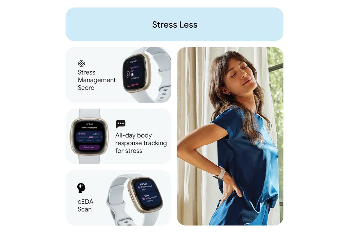Fitbit Sense 2 Smartwatch | Blue Mist & Soft Gold