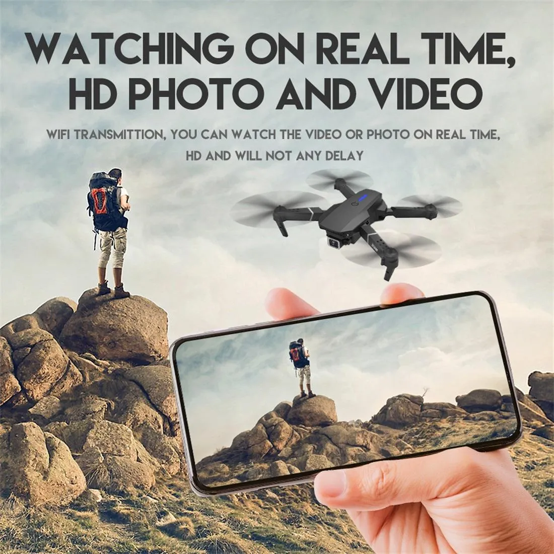 Foldable 4k Rc Quadcopter with Dual Hd Camera - Black