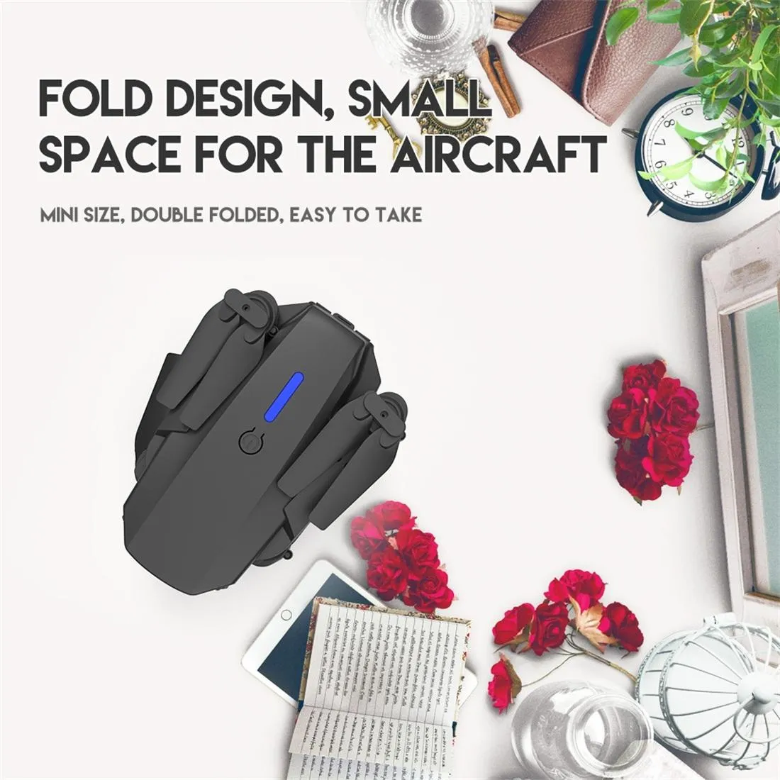 Foldable 4k Rc Quadcopter with Dual Hd Camera - Black