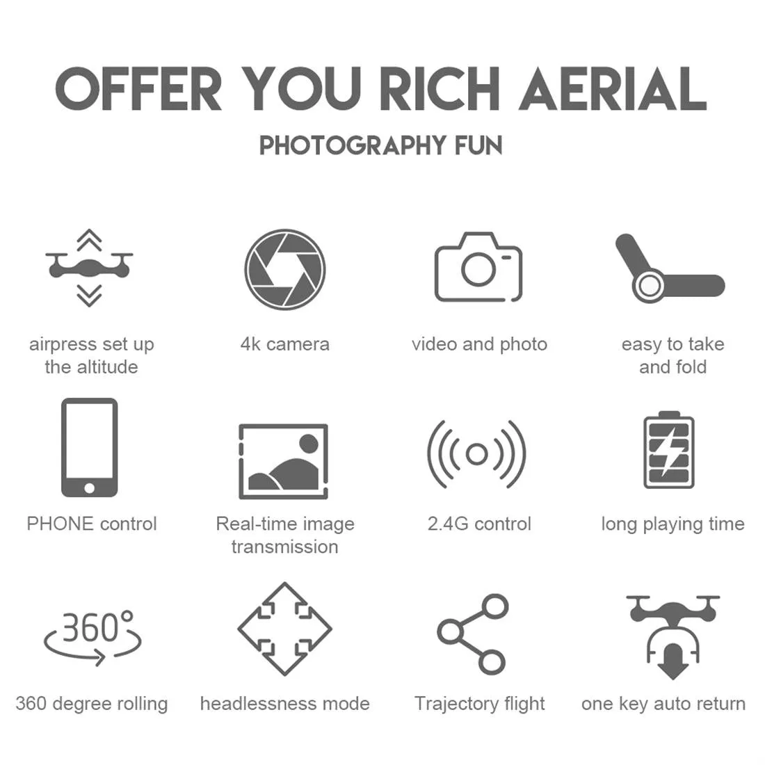 Foldable 4k Rc Quadcopter with Dual Hd Camera - Black