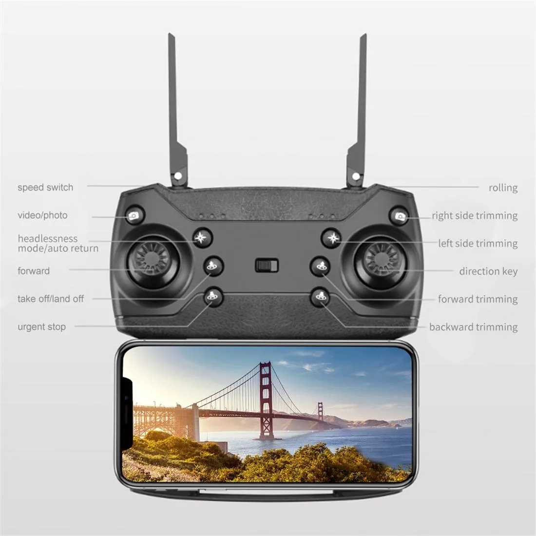 Foldable 4k Rc Quadcopter with Dual Hd Camera - Black
