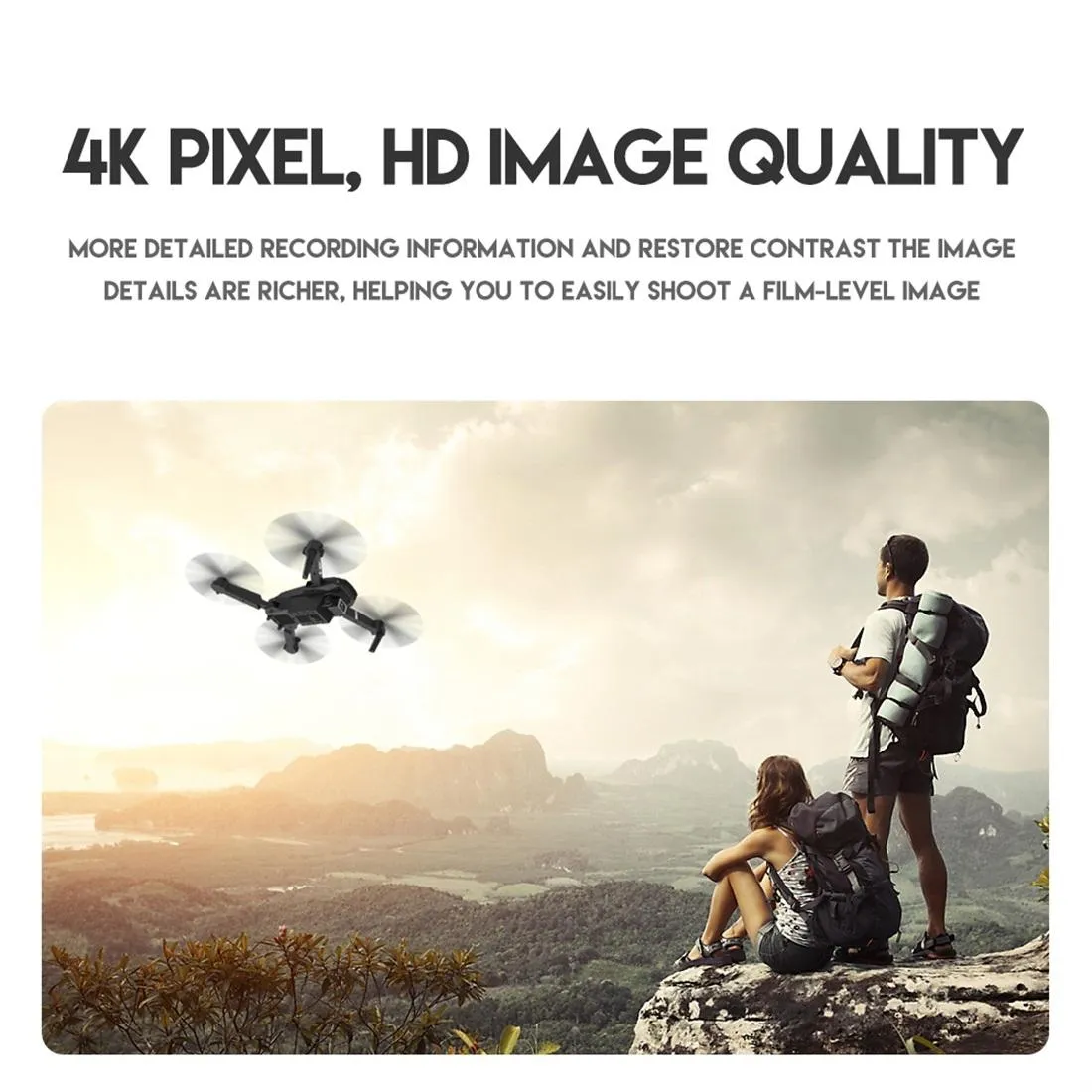 Foldable 4k Rc Quadcopter with Dual Hd Camera - Black
