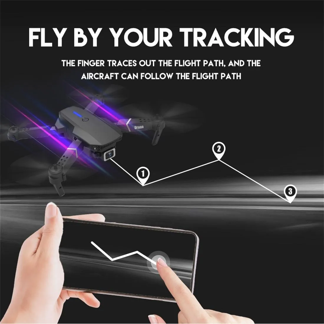 Foldable 4k Rc Quadcopter with Dual Hd Camera - Black
