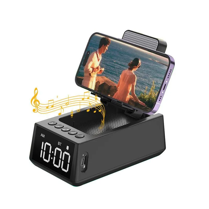 Foldable Bluetooth Speaker Stand with Alarm Clock
