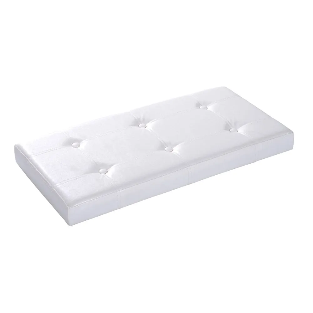 Folding Cream White Faux Leather Storage Cube Ottoman Bench Seat PU Rectangular Footrest Stool Box