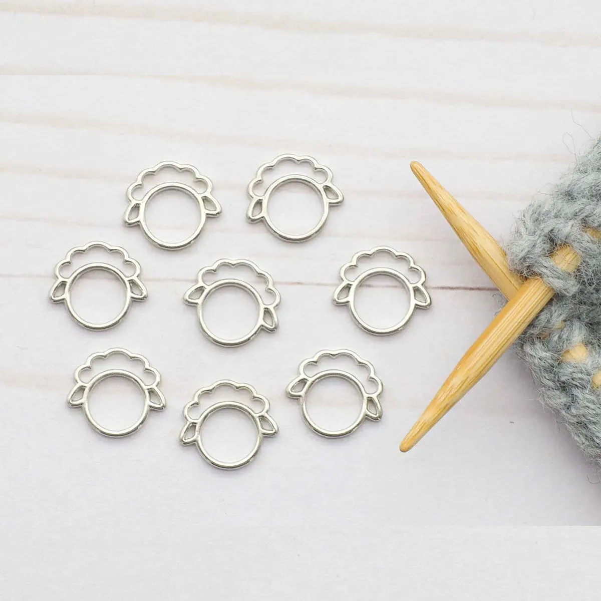 Fox & Pine Stitches Sheep Stitch Markers - Silver Sheep - Closed Ring
