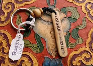 Free Tibet Carved Yak Bone Keychain From Nepal