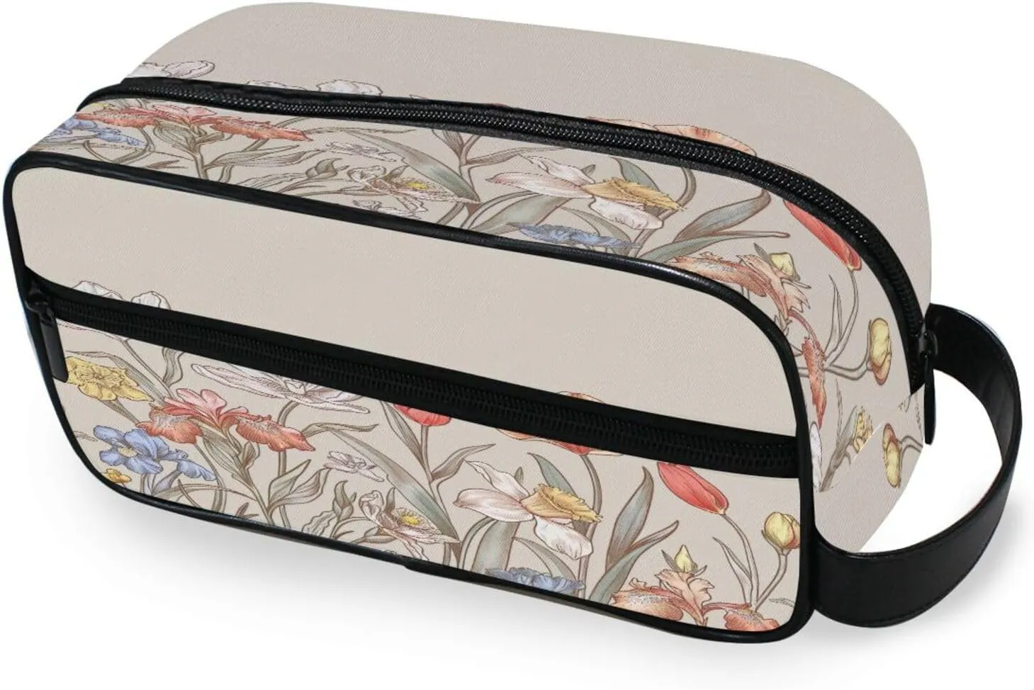 Garden Flowers Travel Toiletry Bag for Women Men, Hanging Cosmetic Bag, Water Resistant Shaving Bag for Toiletries Accessories