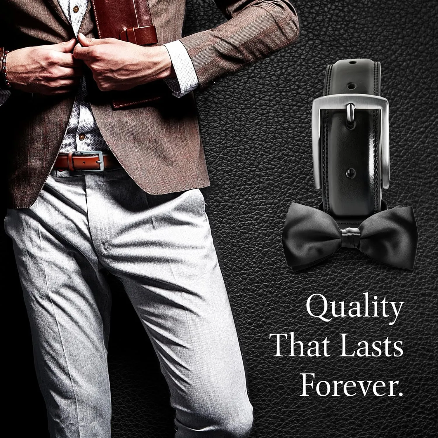 Genuine Leather Dress Belts For Men - Mens Belt For Suits, Jeans, Uniform With Single Prong Buckle - Designed in the USA