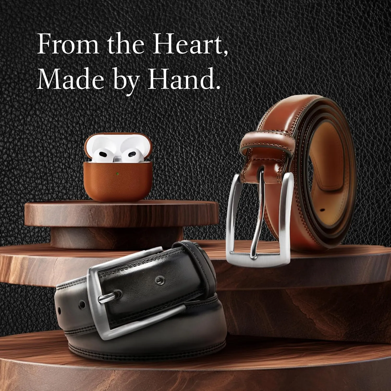 Genuine Leather Dress Belts For Men - Mens Belt For Suits, Jeans, Uniform With Single Prong Buckle - Designed in the USA