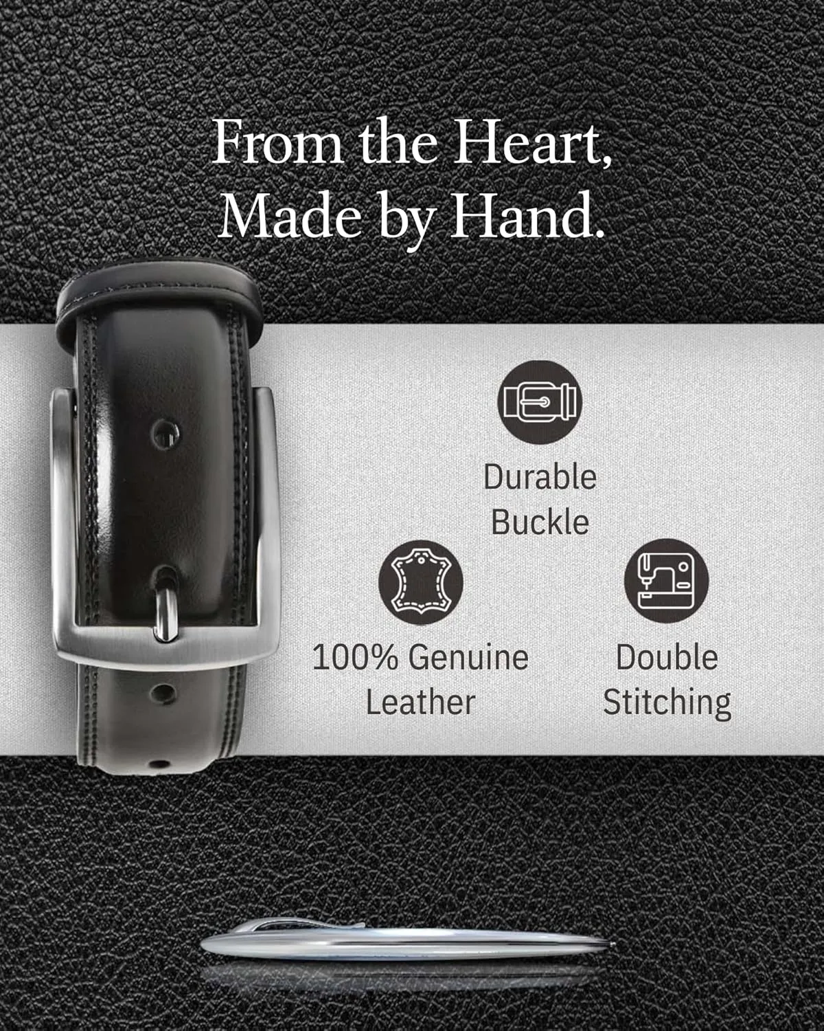 Genuine Leather Dress Belts For Men - Mens Belt For Suits, Jeans, Uniform With Single Prong Buckle - Designed in the USA