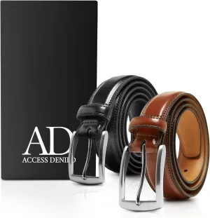 Genuine Leather Dress Belts For Men - Mens Belt For Suits, Jeans, Uniform With Single Prong Buckle - Designed in the USA