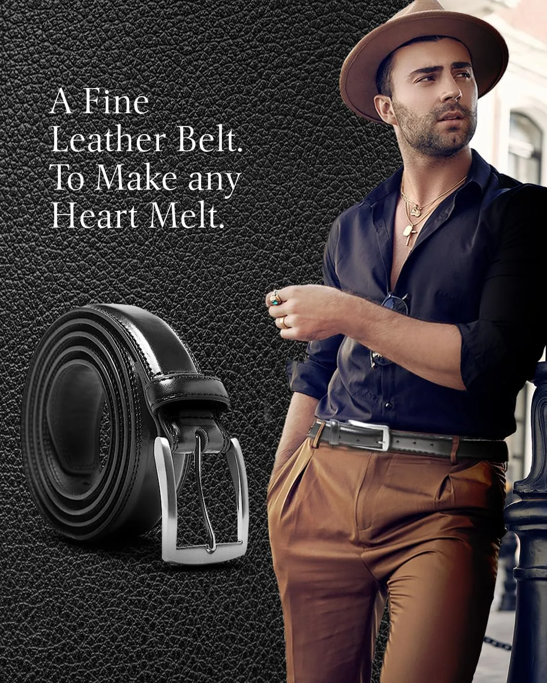 Genuine Leather Dress Belts For Men - Mens Belt For Suits, Jeans, Uniform With Single Prong Buckle - Designed in the USA