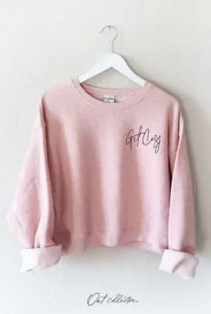 Get Cozy Cropped Sweatshirt | Oat Collective | Blush