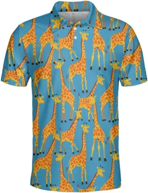 Giraffe Polo Shirts for Men - Giraffe Lover Stylish Mens Goft Shirt Casual Short Sleeve Button Down Outfit Set 23