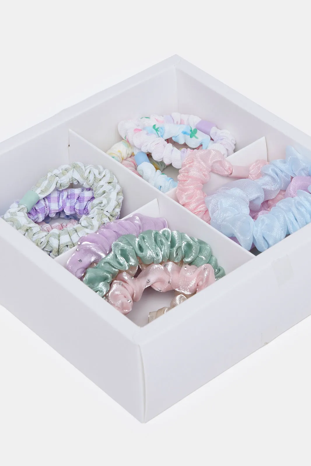 Girls Assorted Embellished Scrunchy Set (16 Piece)