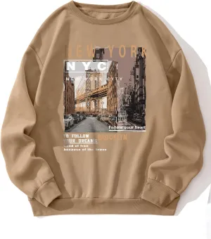 GORGLITTER Men's Letter Graphic Sweatshirt Casual Crew Neck Sweatshirt Long Sleeve Pullovers Top