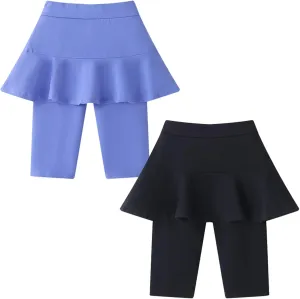 Happy Cherry Toddler Girl Skirt Shorts with Capri Leggings Knee Length Biker Shorts with Ruffle Skirt 1/2/3 Packs