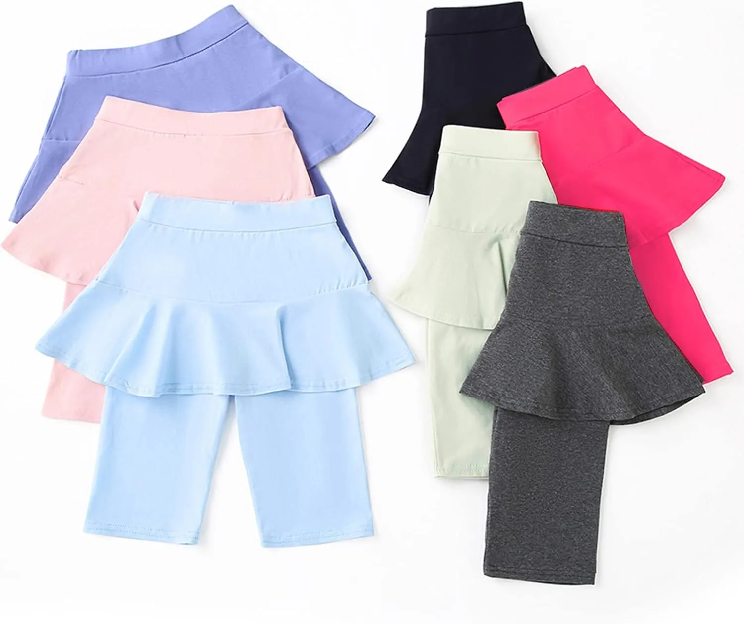 Happy Cherry Toddler Girl Skirt Shorts with Capri Leggings Knee Length Biker Shorts with Ruffle Skirt 1/2/3 Packs
