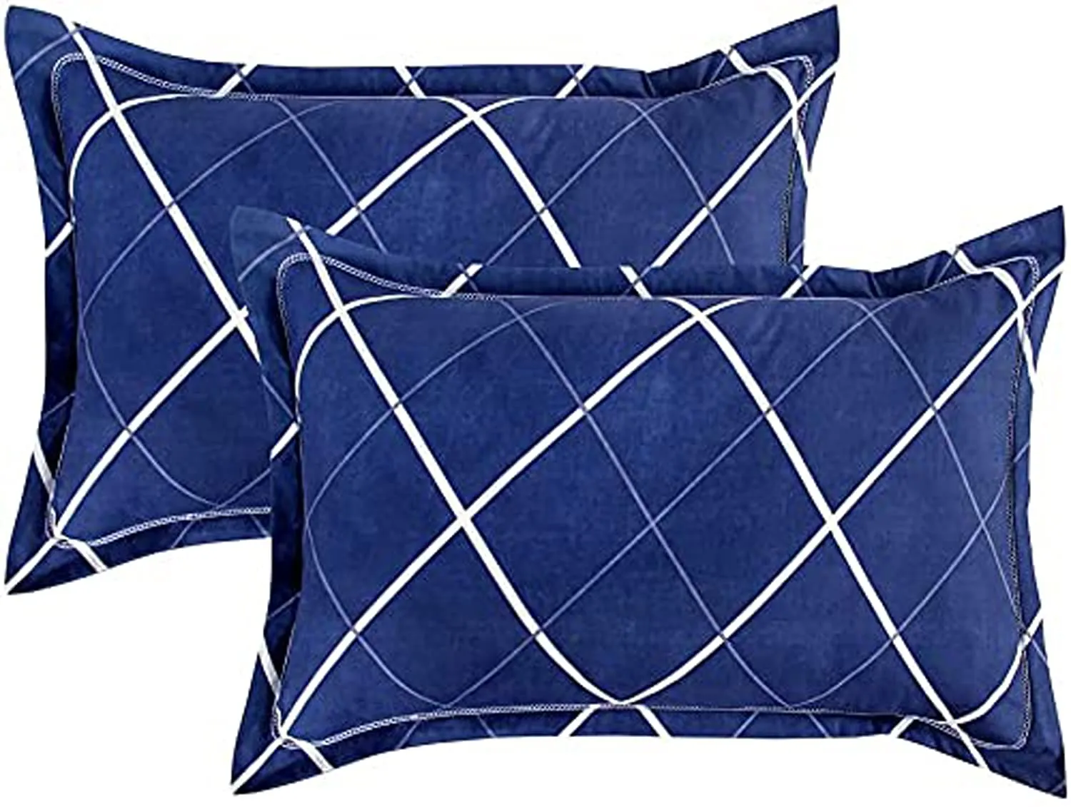Heart Home Geomatric Printed Luxurious Soft Breathable & Comfortable Cotton Double Bedsheet with 2 Pillow Covers (Blue)-HS43HEARTH26819