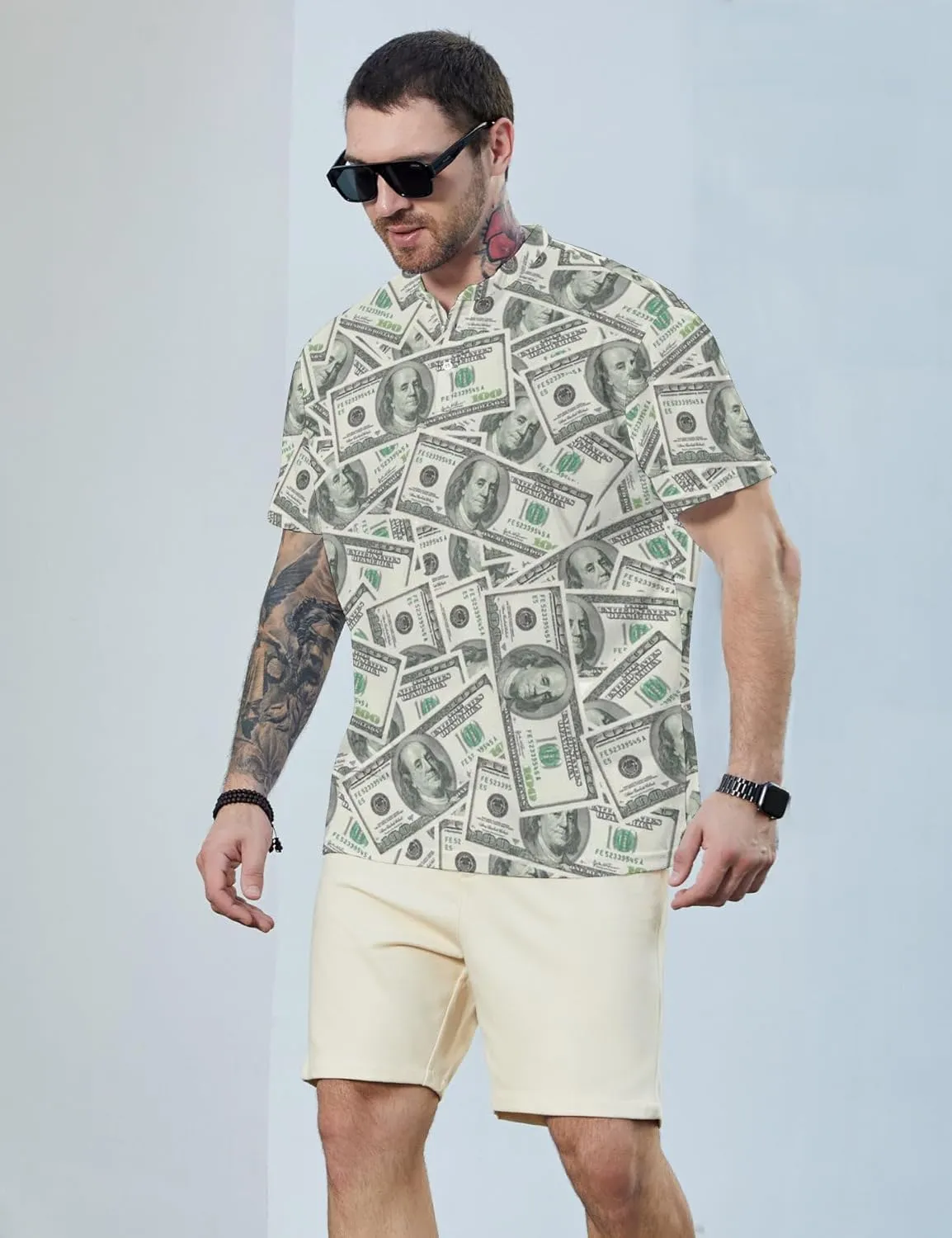 Henley Shirts for Men Short Sleeve Henley T Shirts Band Collar Men's Summer Athletic Tee