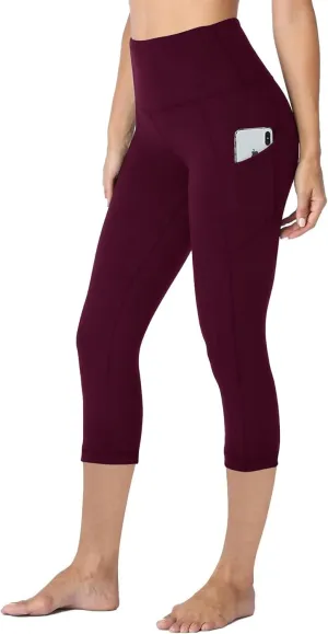 HLTPRO Leggings with Pockets for Women(Reg & Plus Size) - High Waist Tummy Control Yoga Capri Pants with Pockets for Workout