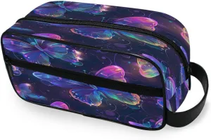 Holographic Butterflies Travel Toiletry Bag for Women Men, Hanging Cosmetic Bag, Water Resistant Shaving Bag for Toiletries Accessories