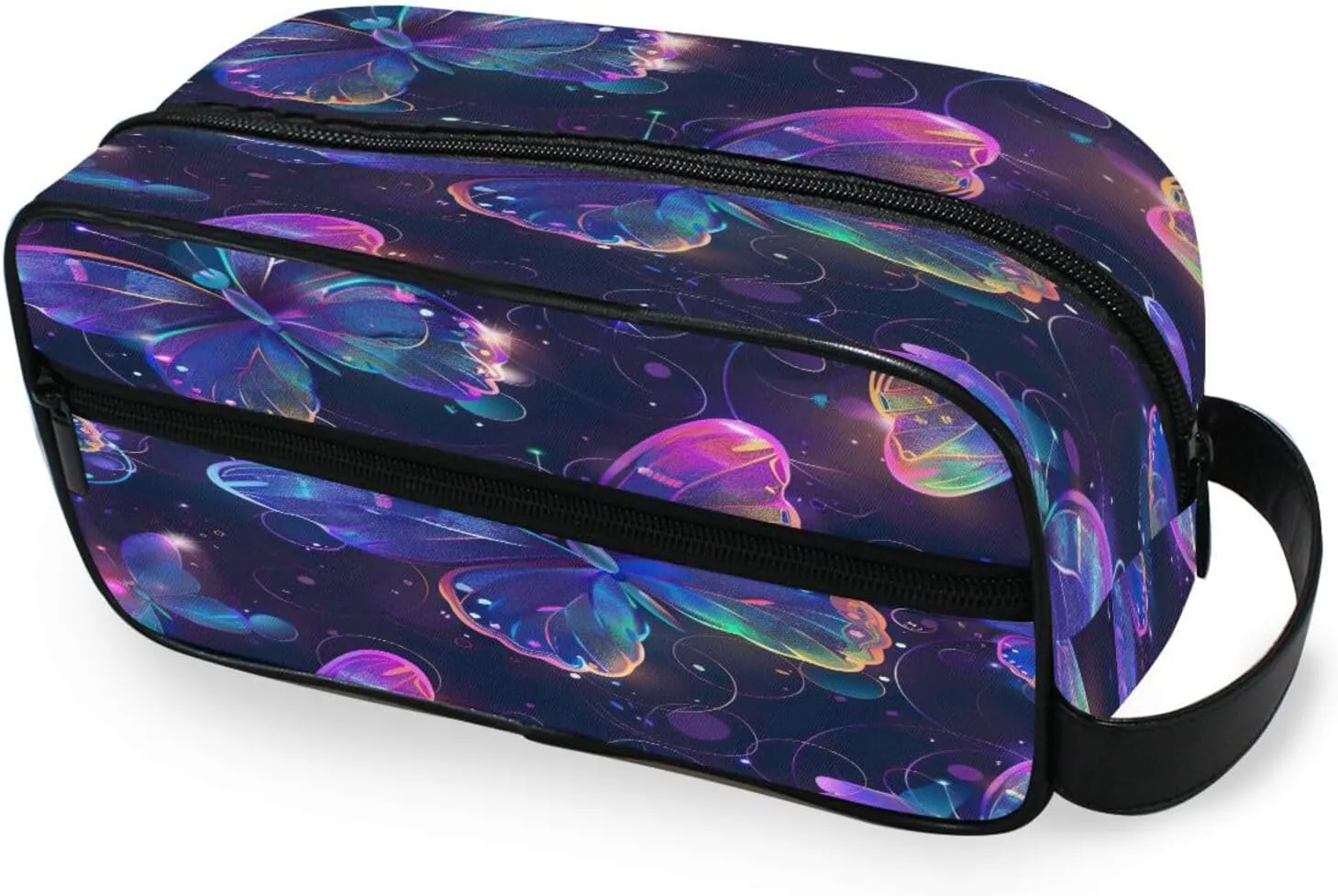 Holographic Butterflies Travel Toiletry Bag for Women Men, Hanging Cosmetic Bag, Water Resistant Shaving Bag for Toiletries Accessories