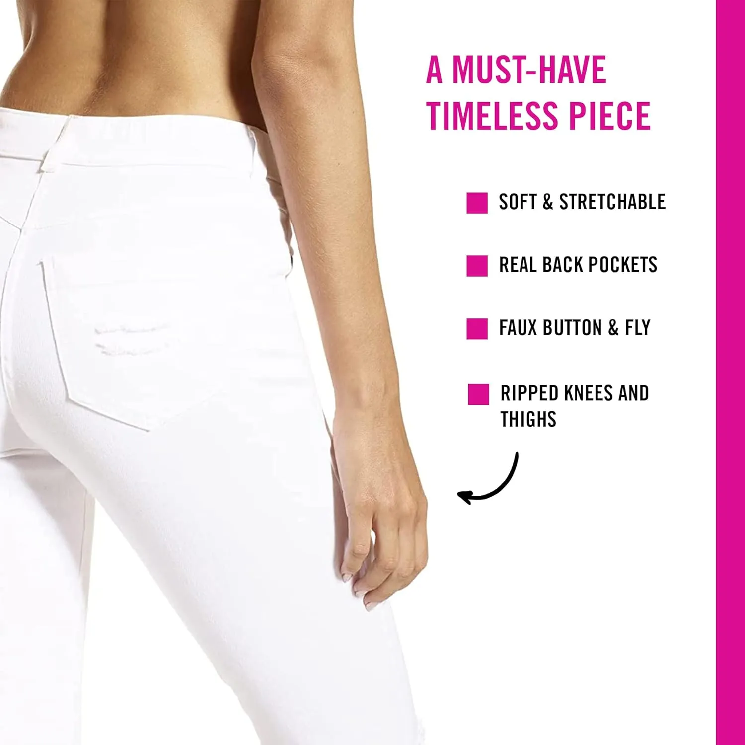 HUE Women's Ripped Knee Denim Leggings