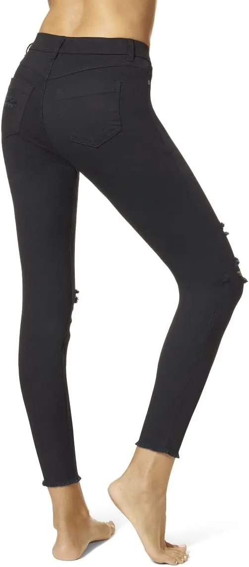 HUE Women's Ripped Knee Denim Leggings