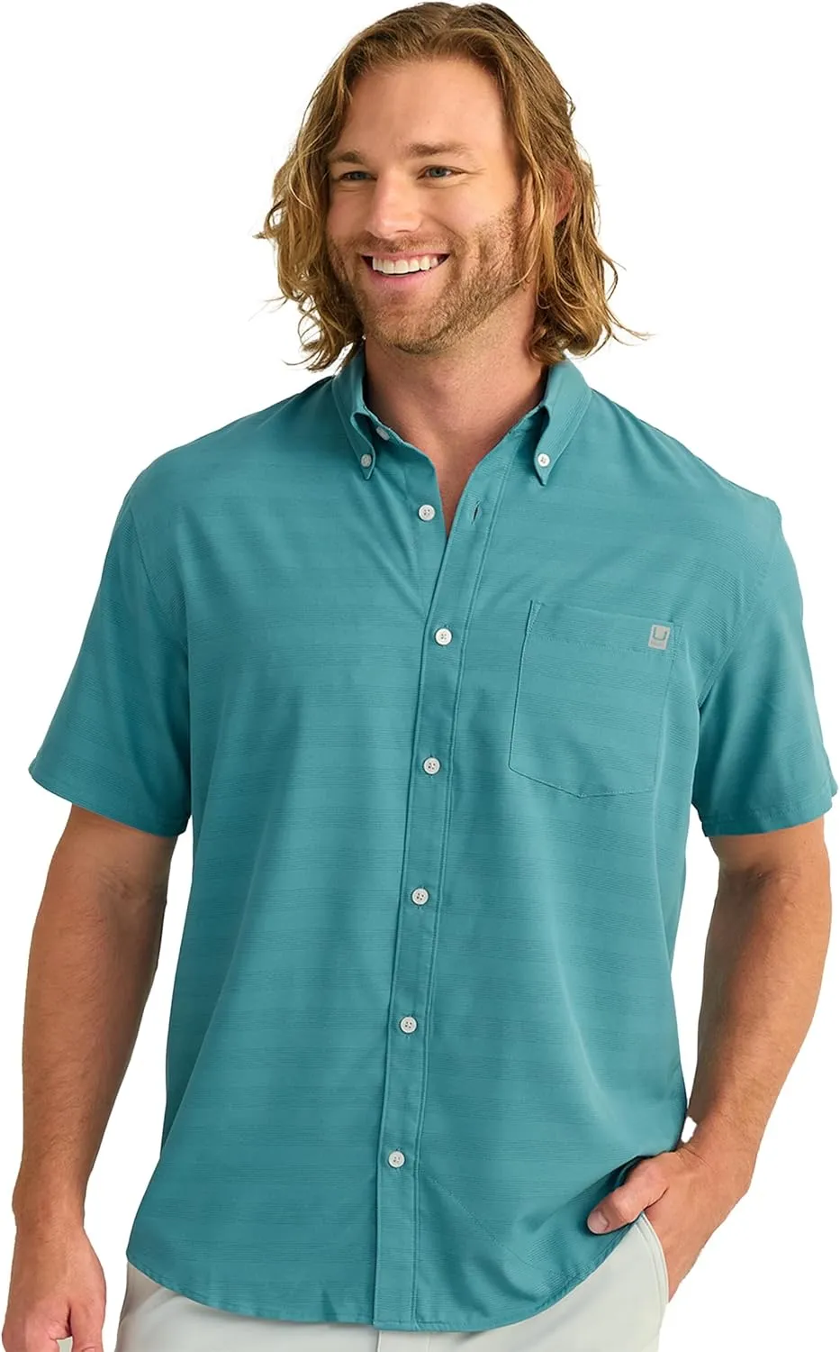HUK Men's Kona Short Sleeve Fishing Button Down Shirt